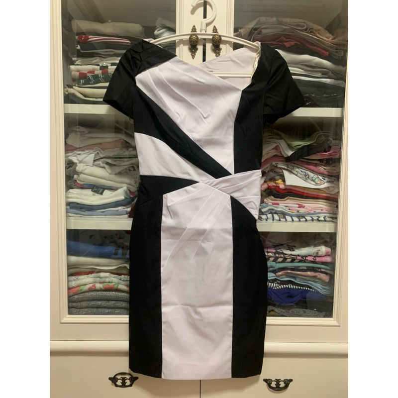 Black&White Colourblock Pencil Dress Size UK8