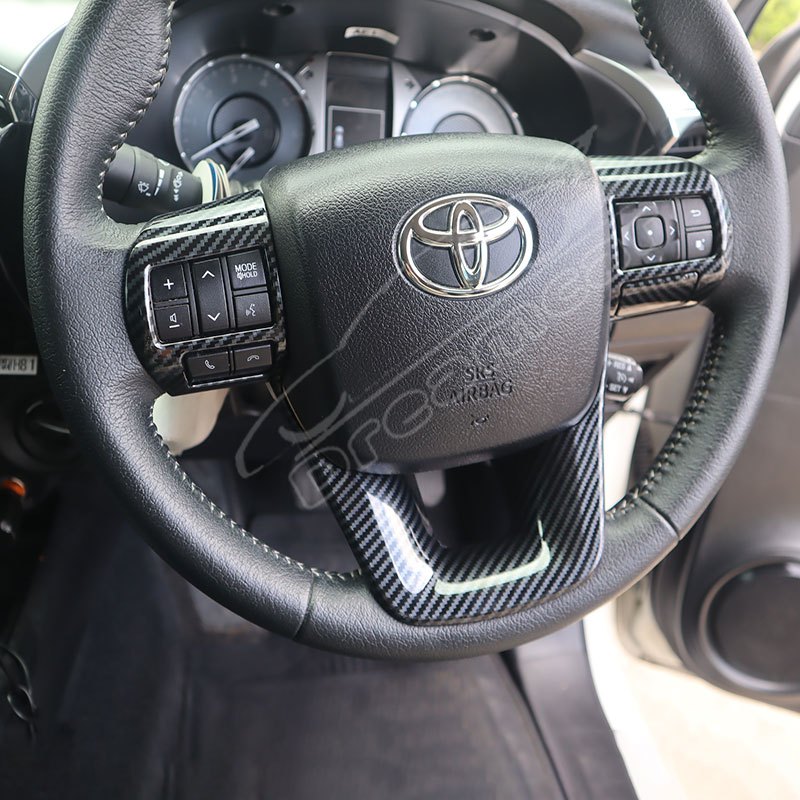 【หางเสือขวา】Toyota Hilux 2016-2025 ฝาครอบสวิตช์หน้าต่างพวงมาลัยคาร์บอนไฟเบอร์อุปกรณ์ตกแต่งตกแต่งภายใน - รูปที่ 2
