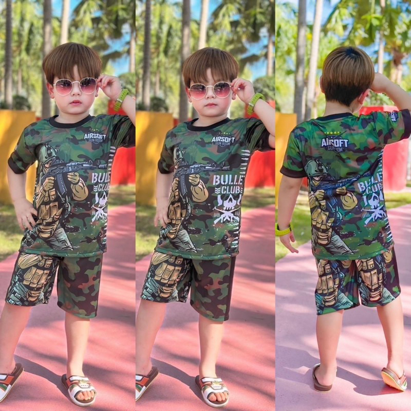 ชุดทหารเด็กชุดลายพรางทหาร 1-12ขวบ ชุดเด็กกระแส