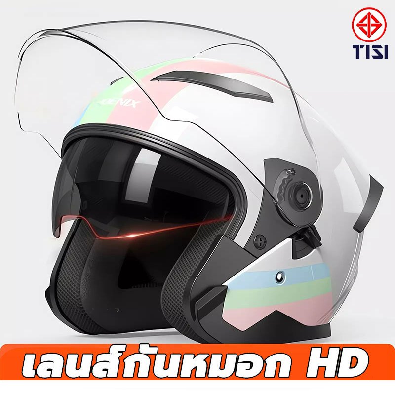 【จัดส่งในกรุงเทพ】5 สี หมวกกันน๊อค หมวกกันน็อคแบบเปิดหน้า การประกันคุณภาพ กระจกคู่ HD ระบายอากาศได้ดี