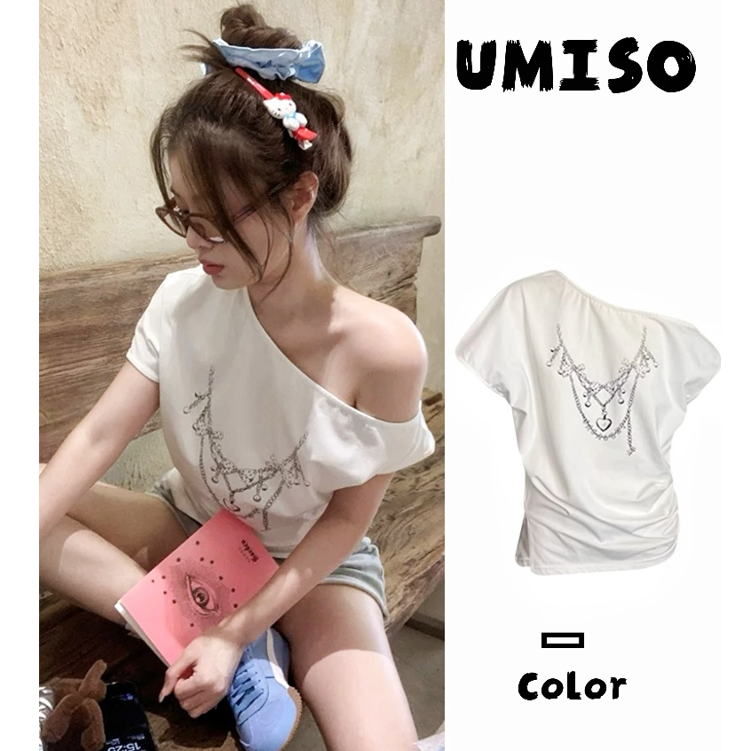 100%cotton เสื้อปาดไหล่  เสือใส่สบาย  ทรงหลวม แบบบาง แฟชั่นสําหรับสตรี