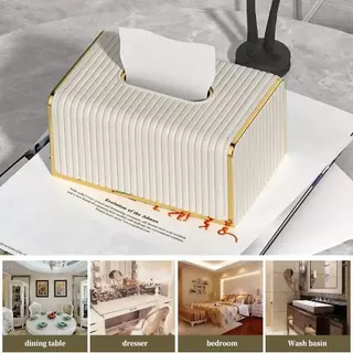 กล่องใส่ทิชชู่ วัสดุ หรู ดูดี มีขอบทอง Luxury Design ตกแต่งห้องสวยงาม แข็งแรง ทนทาน กระดาษเช็ดหน้า ส่งจากไทย ส่งเร็ว