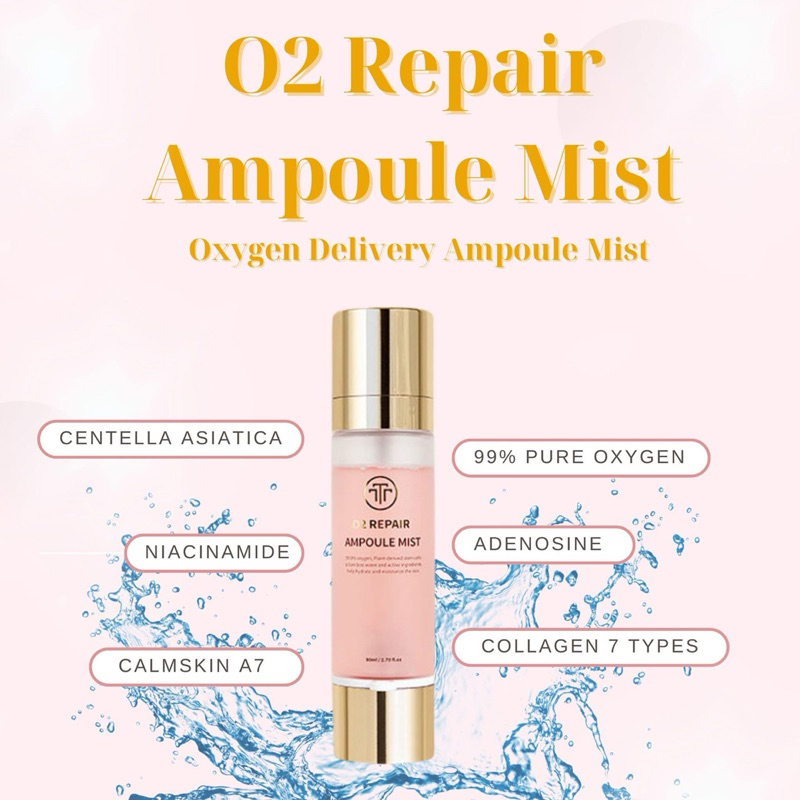 💖TOM-TIT-TOT O2 Repair Ampoule Mist 80ml สเปรย์คอลลาเจน ฟื้นฟูผิว ชุ่มชื้น ลดเลือนริ้วรอย ขาว กระจ่า