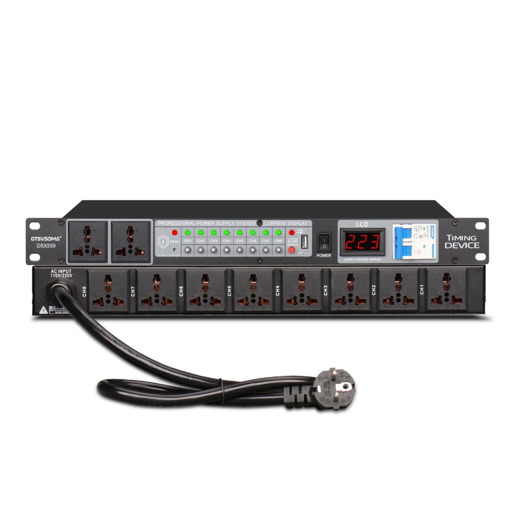 GTSVSOMA®  10 ช่อง 220V ปลั๊กไฟสัญญาณเสียง พร้อมสวิตช์อิสระและซ็อกเก็ต usb,  ปลั๊กไฟติดแร็ค - รูปที่ 7