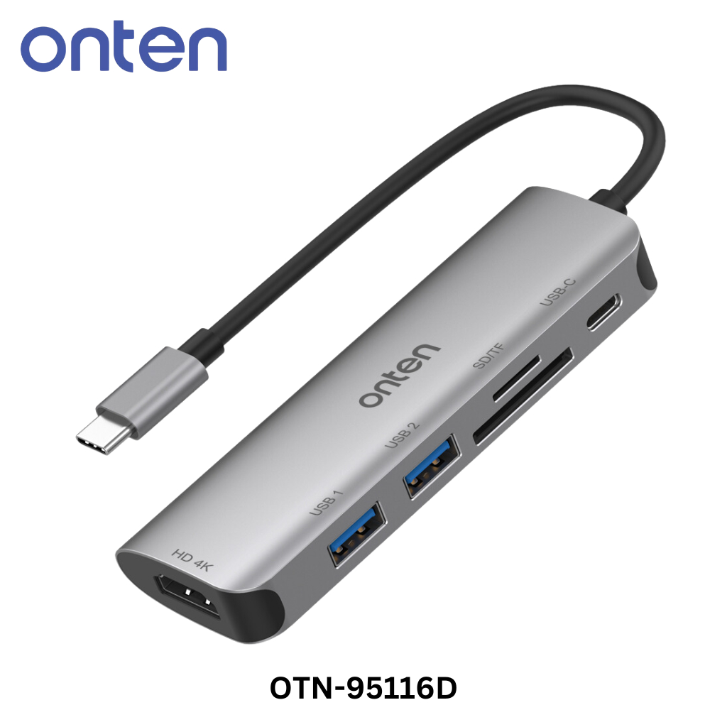 Onten OTN-95116D / 6 in 1 Type-C Multi-function Docking Station