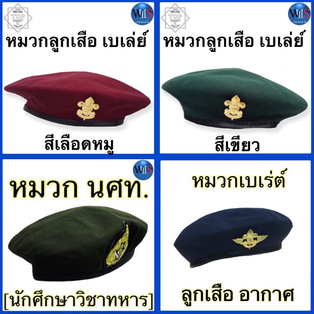 หมวกลูกเสือ / หมวกลูกเสืออากาศ(เข็มติดหมวกสีทอง) / หมวก นศท.