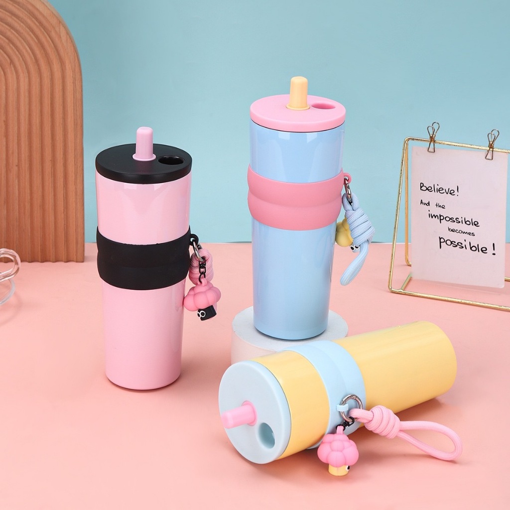 แก้วน้ำเก็บอุณหภูมิ 710ml Colorful Summer Series ที่จับซิลิโคน วัสดุสแตนเลส