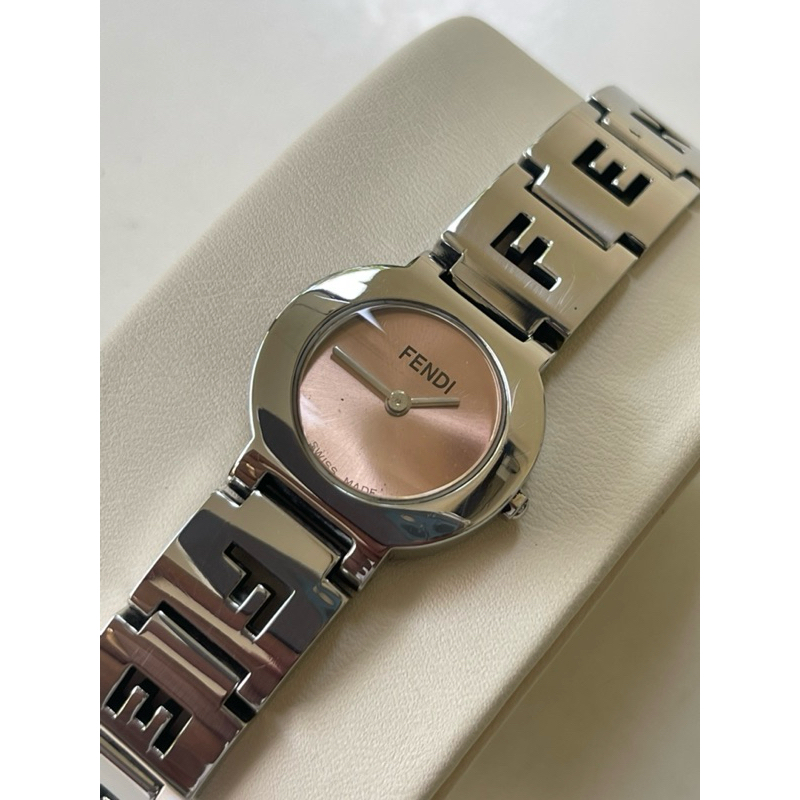 FENDI 3050L Breath Watch Quartz Ladies Watch Pink Dial Genuine SS Belt