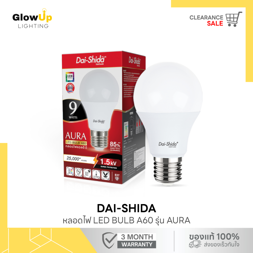 (ลดล้างสต๊อก) DAI-SHIDA หลอดไฟ LED BULB A60 รุ่น AURA