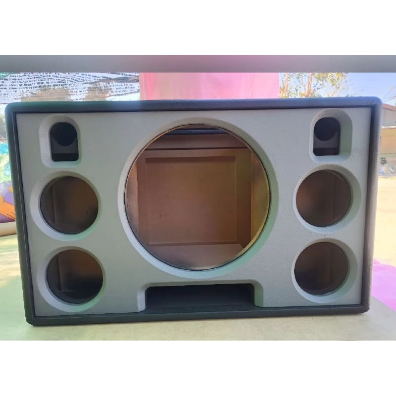 ตู้ลำโพง10นิ้วหน้าเปิด(งานหุ้มหนัง)ลำโพงบลูทูธลำโพงDIYไม้MDF15mm.