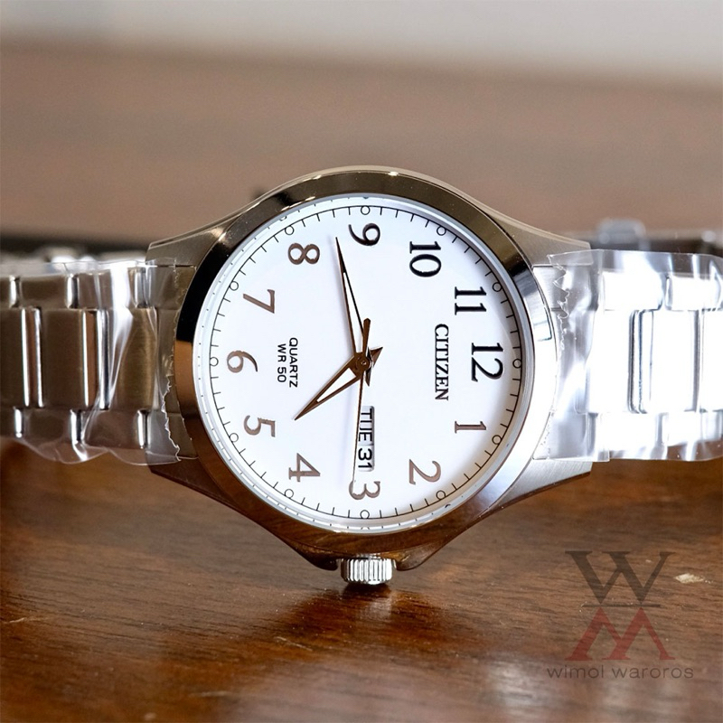 นาฬิกา CITIZEN รุ่น BF2021-82A Cal.1502 Quartz WR50 - White Dial - 40mm (หน้าขาว-เรือนเงิน)