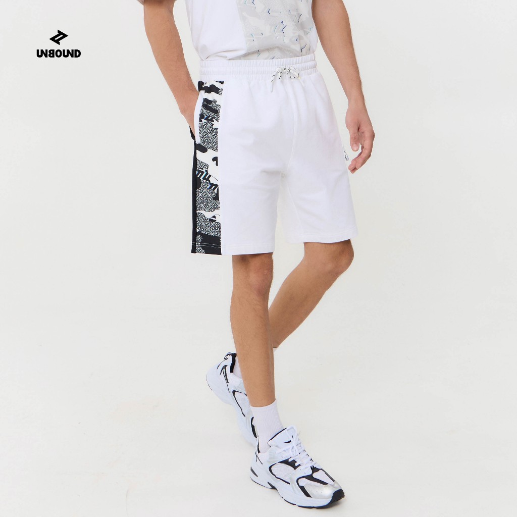UNBOUND ASTRO CAMO DRAWSTRING SHORTS (WHITE) กางเกงขาสั้นชายสีขาวลายคาโม่
