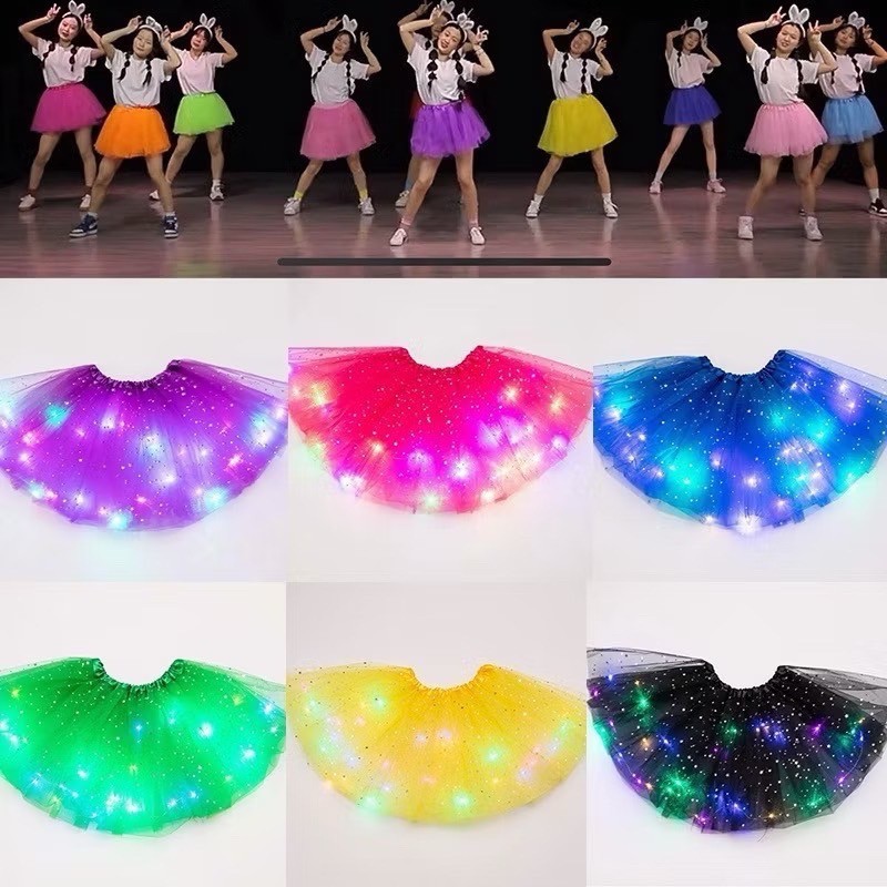 กระโปรงมีไฟสำหรับเด็ก ผู้ใหญ่ กระโปงแฟนซี LED Skirt 💃  ใช้เต้น กีฬาสี สินค้าพร้อมส่ง Lookmaebaby
