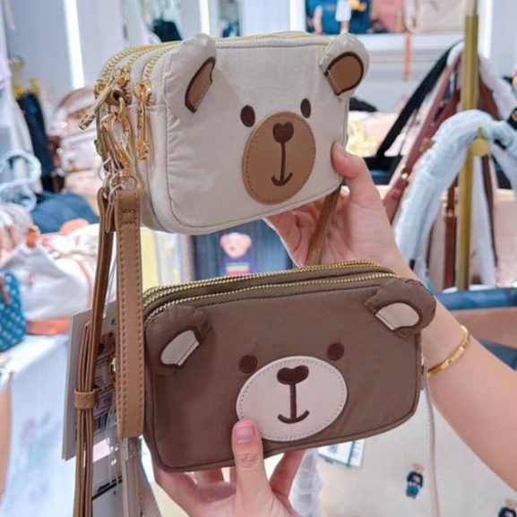 GUOO BEAR กระเป๋าสะพาย3ช่องซิป มีสายคล้องมือ 7นิ้ว ผ้าไนลอน น้ำหนักเบารุ่น GO-2027 - รูปที่ 7