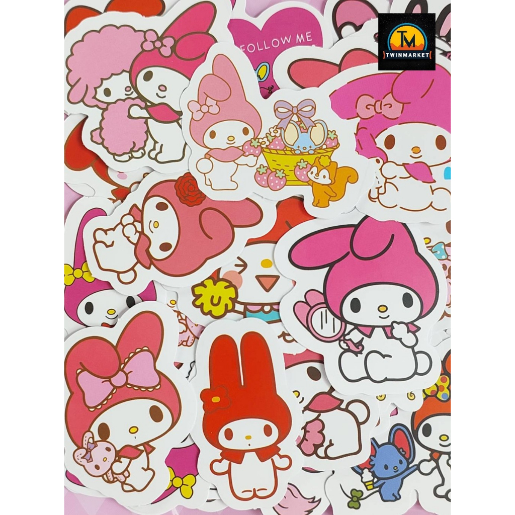 สติกเกอร์จัมโบ้ มายเมโลดี้ mymelody 50ชิ้น/39฿ สติกเกอร์กันน้ำ ลายการ์ตูน สติกเกอร์ติดแก้ว ติดของใช้