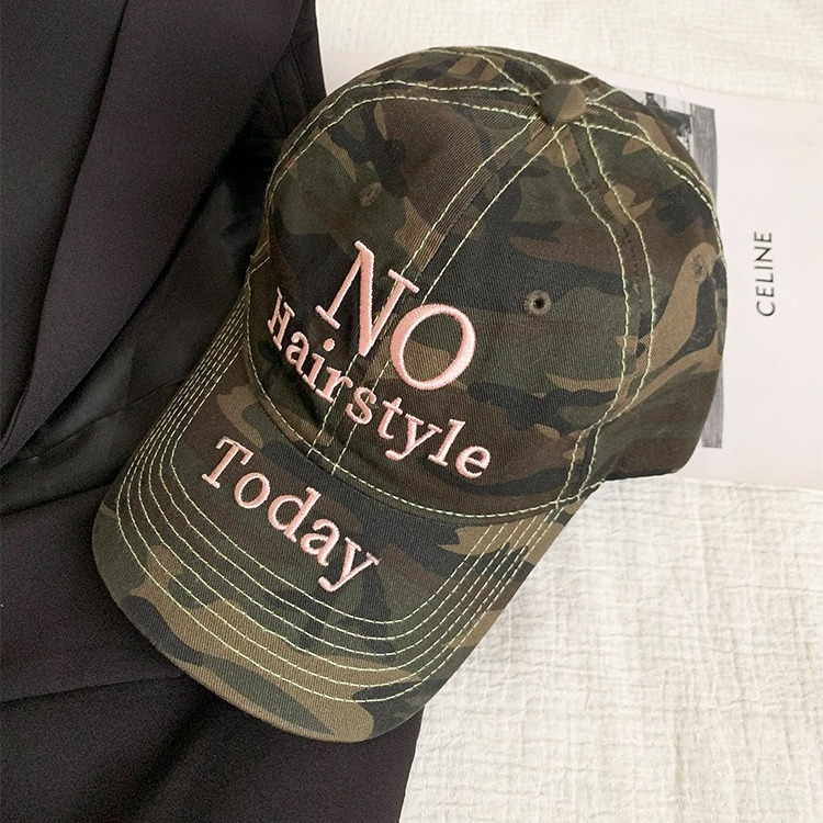 พร้อมส่ง🔥 หมวกเบสบอลพิมพ์ลายพรางสไตล์เกาหลี ins cap เย็บปักถักร้อยจดหมาย สไตล์ถนนย้อนยุค