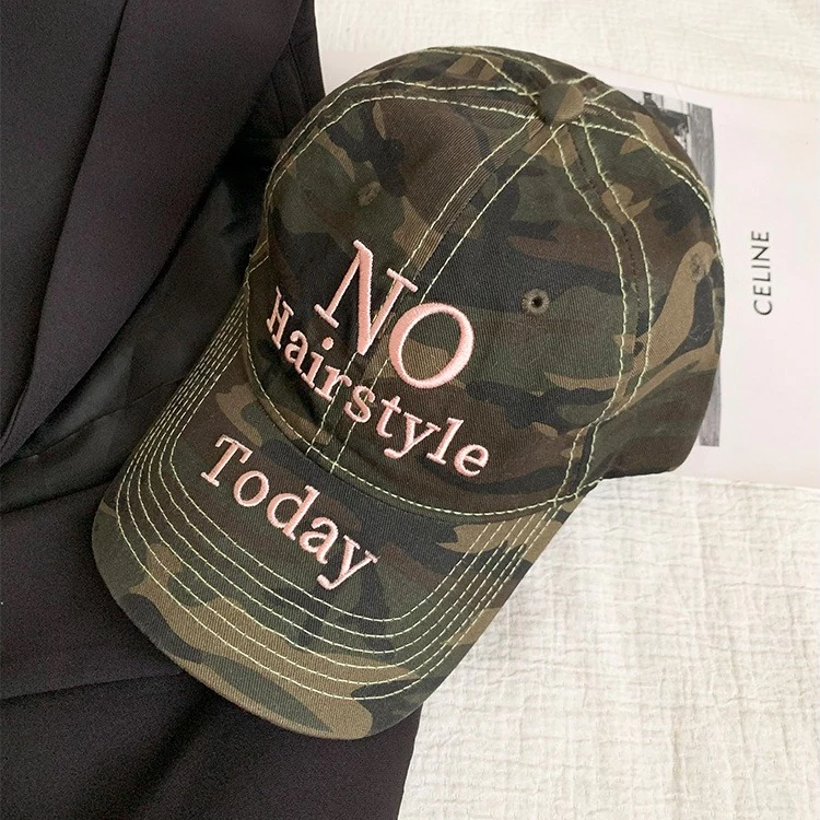 พร้อมส่ง🔥 หมวกเบสบอลพิมพ์ลายพรางสไตล์เกาหลี ins cap เย็บปักถักร้อยจดหมาย สไตล์ถนนย้อนยุค