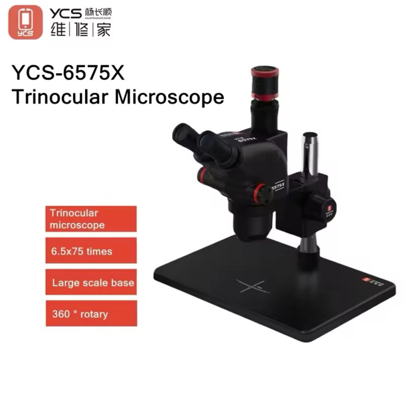 YCS 6575X Ultra HD กล้องจุลทรรศน์ Trinocular ขนาดใหญ่สําหรับโทรศัพท์ PCB เชื่อมกล้องจุลทรรศน์ 4K กล้