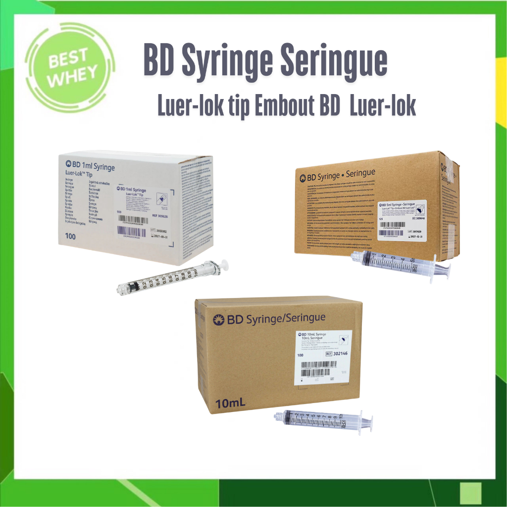 ( ยกกล่อง ) BD Syringe Luer Lock ไซริงค์ยี่ห้อ BD หัวล็อค 1ml./5ml./10ml.