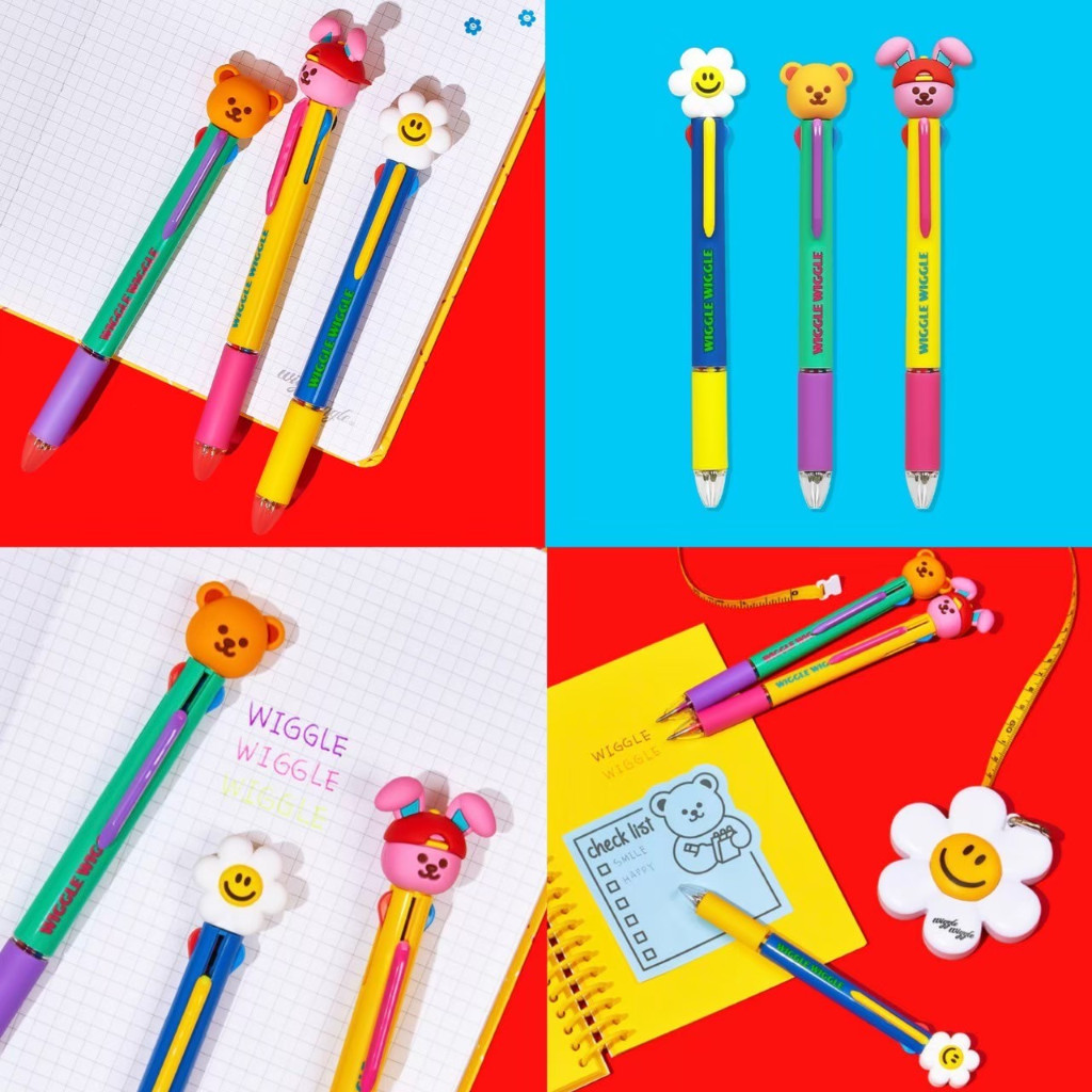 ส่งจากไทย🌈 ปากกา Wiggle Wiggle ของแท้ 100% ปากกาลูกลื่นหัวโต น่ารัก Figure Multi 4 Color Ball Pen 86016