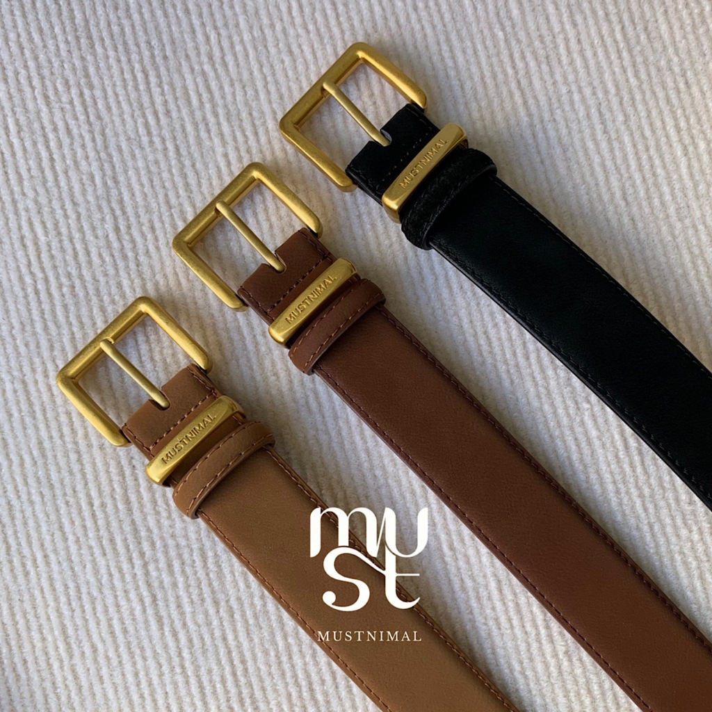 (พร้อมส่ง) MUSTNIMAL | CHESTNUT Belt เข็มขัดหนังเรียบแท้ลายเฟด BE014