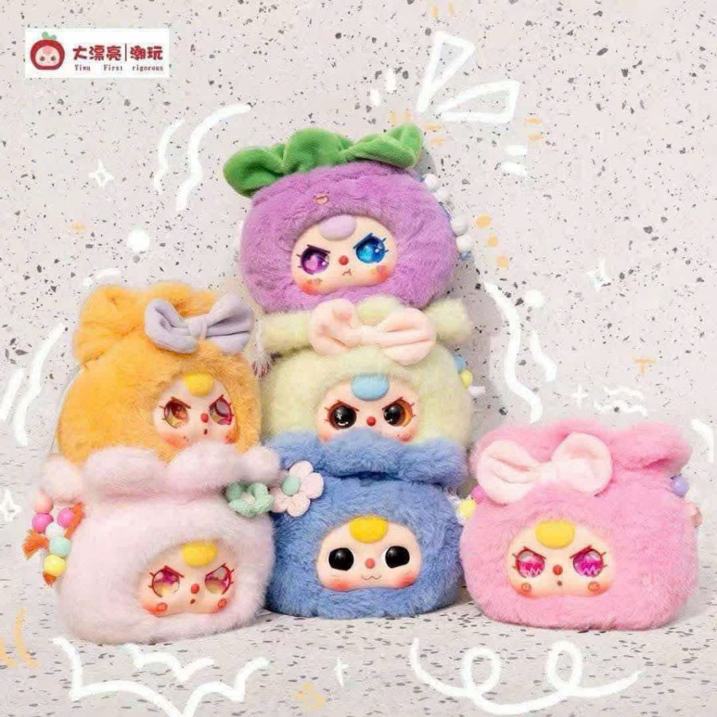 [สินค้าพร้อมส่ง] พวงกุญแจตุ๊กตา Baby Three Good Luck Bag ถุงนำโชค แบบจุ่มและเช็คการ์ด นะคะ