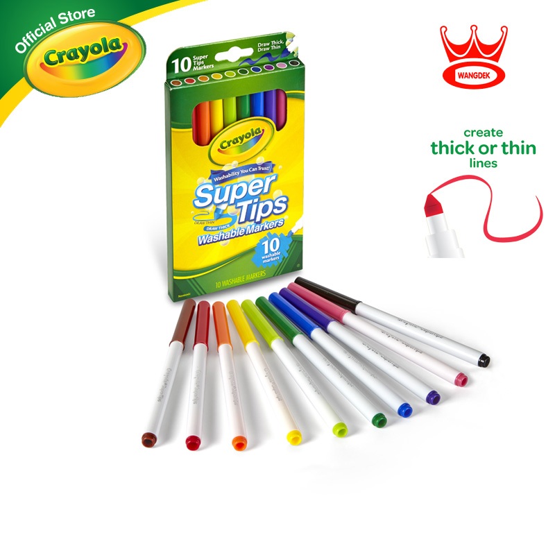 Crayola Super tips Washable Marker 10 Colors เครโยล่า สีเมจิกล้างออกได้ ซุปเปอร์ทิปส์ 10 สี สีเมจิค 58-8610