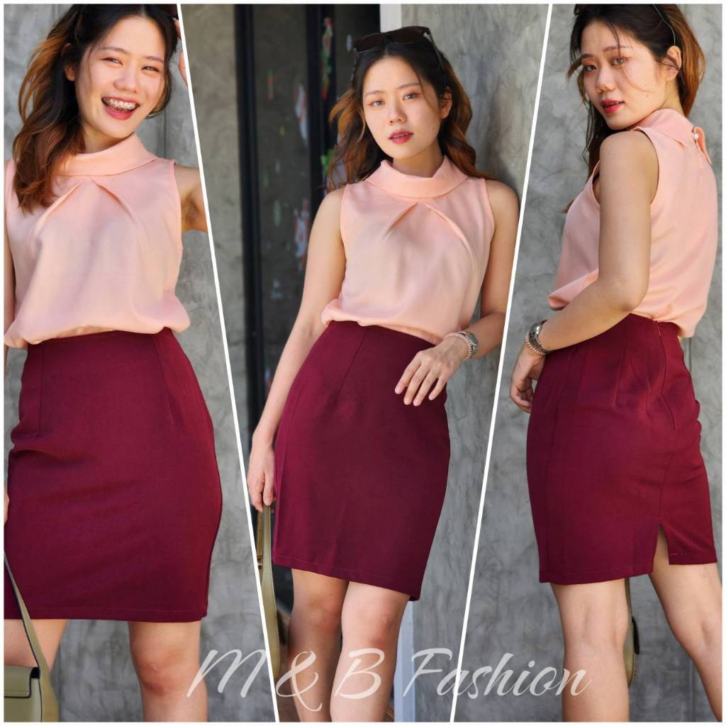 💥*รุ่นไม่มีซับใน*กระโปรงทำงานฮานาโกะทรงสอบสั้นผ่าหลัง ทรงสวย กระโปรงนักศึกษาSS-4XL💥