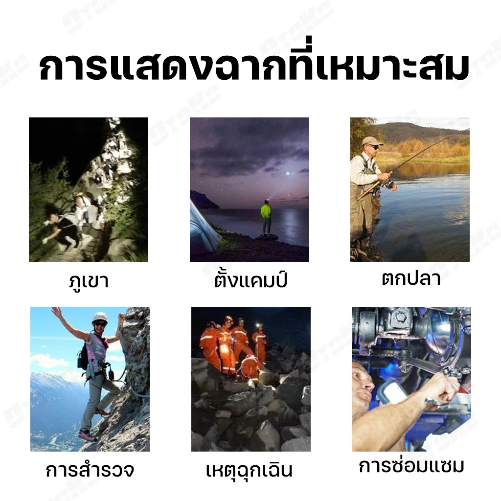ไฟคาดหัว LED กำลังสูง กันน้ำ IPX5 ลุยฝน ชาร์จในตัว ไม่ใช้ถ่าน แบตอึด10-15ชม มี2รุ่น เลือกใช้ ตกปลา แคมป์ปิ้ง ซ่อมกลางคืน thumbnail 8