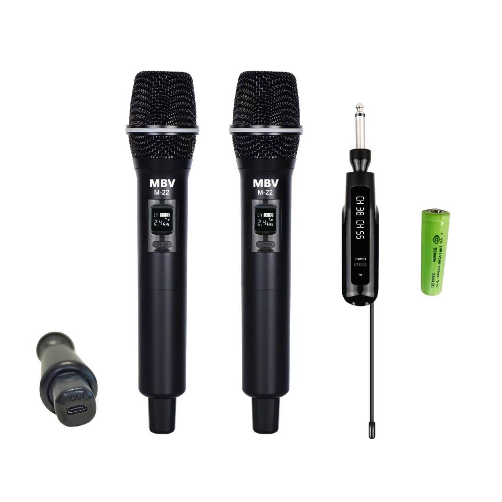 ไมค์ลอย MBV รุ่น M-22 ไมค์ wireless 2.4 ghz สแกนคลื่นด้วยชิพอัจฉริยะ รับ- ส่ง ดิจิตอล มี แบต ชาร์จในตัว