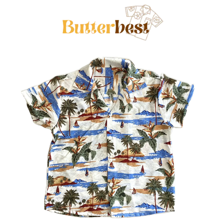 ✅ส่งเร็ว ส่งด่วน✅Butterbest เสื้อฮาวายเด็ก เสื้อเด็ก อายุ 5-12 ปี ลายดอกไม้ ลายทะเล ผ้านิ่มใส่สบาย