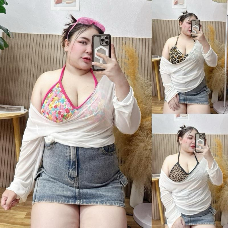 B27 เสื้อบิกีนี่ผูกหลัง กับเสื้อคลุมแขนยาว  อก 30-50+