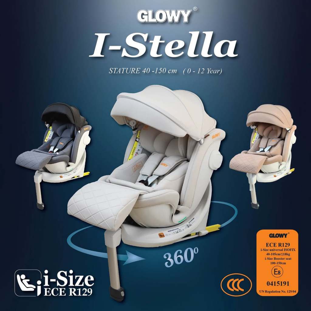 GLOWY i-Stella Carseat  คาร์ซีทสำหรับเด็กแรกเกิด – 12 ขวบ