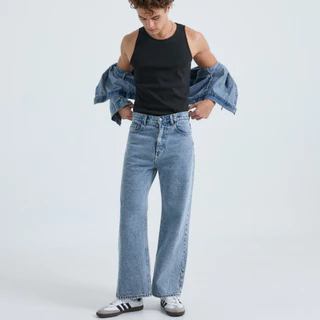 (ส่งด่วน กทม 4 ชม.) SLURBOYY Snow Jeans กางเกงยีนส์ขากระบอกใหญ่ เอวสูง (P0052)
