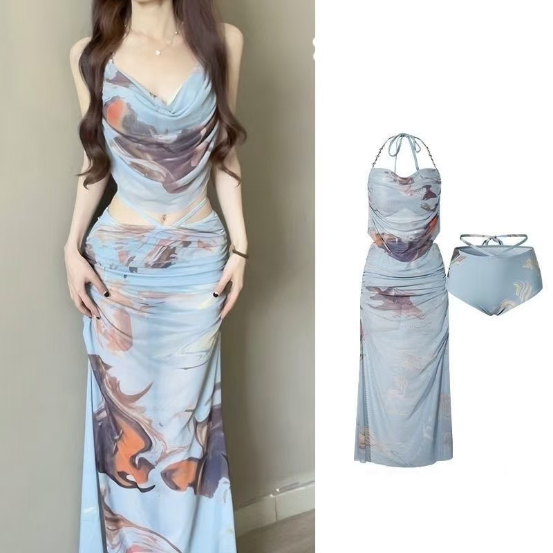 🌸Swift Bra🌸ชุดว่ายน้ำ 3ชิ้น ชุดว่ายน้ำผู้หญิง กระโปรงยาว แฟชั่นเกาหลี รุ่นใหม่ ผูก เอวสูง โชว์หลัง - รูปที่ 7