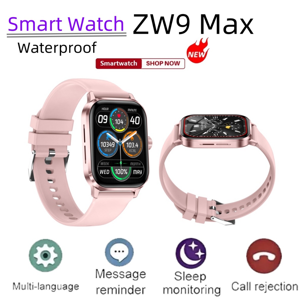 Smart Watch สมาร์ทวอทช์ ระบบบลูทูธ ZW9 Max Unisex รองรับภาษาไทย heart rate monitor นาฬิกากันน้ำ โหมด