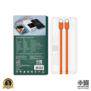 ACMIC AP30-06PD PRO Powerbank 30000mAh พาวเวอร์แบงค์สายในตัวType-C,L Cable ชาร์จเร็วPD20W ประกัน1ปี