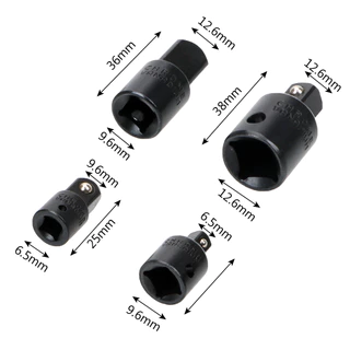 4ชิ้น หัวต่อบล็อก บล็อกข้อต่อเพิ่ม ตัวแปลงลูกบล็อกประแจ Sockets Screwdriver Converter Kit 1/2">3/8" 1/4">3/8" 3/8">1/2"