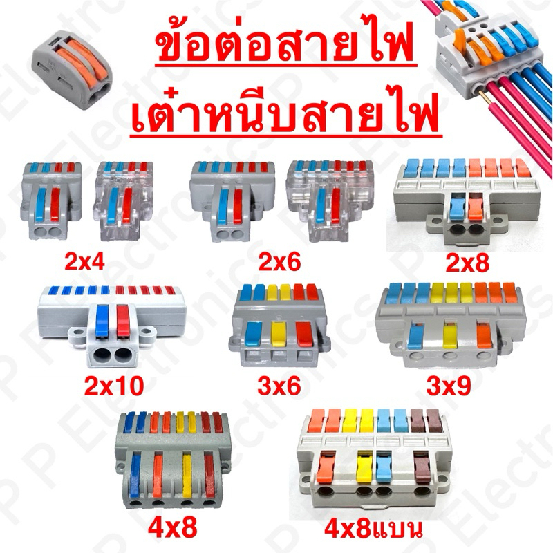 ข้อต่อสายไฟ เต๋าหนีบสายไฟ แบบเข้าหลายทาง-ออกหลายทาง รุ่นตามภาพ ส่งจากไทย จัดส่งเร็ว แน่นอน!!