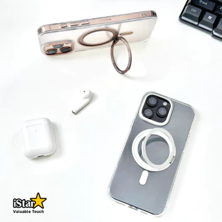iStar เคสใสวงแหวนแม่เหล็กตั้งได้ For iphone 17ProMax 17 16ProMax 16 15 14 13 For Samsung S26ultra S25ultra s24ultra