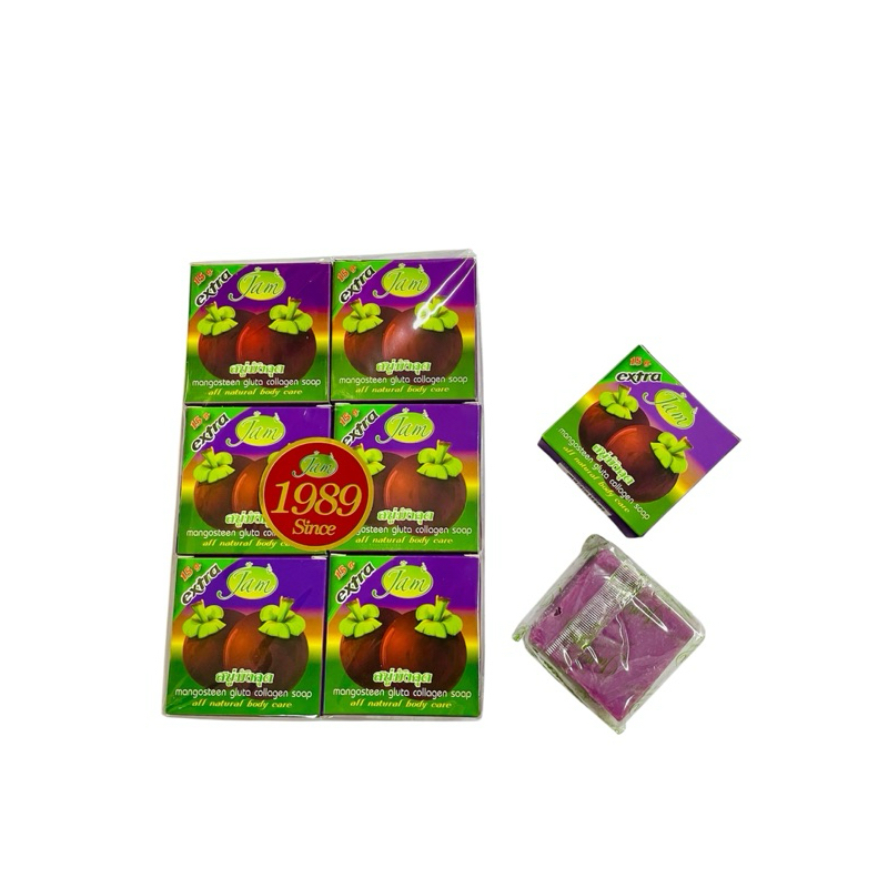 JAM สบู่แจม สูตร มังคุด (แบบกล่อง) 1แพ็ค มี 12 ก้อน ปริมาณสุทธิ 65 กรัม