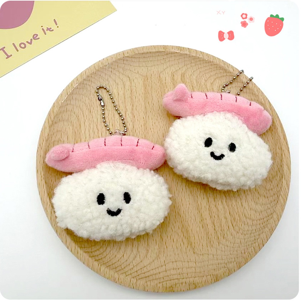 จี้พวงกุญแจของเล่นตุ๊กตา 1 ชิ้น ของเล่นตุ๊กตาการ์ตูนน่ารักกับแป้งบลัชออน ของขวัญสำหรับสาว ๆ