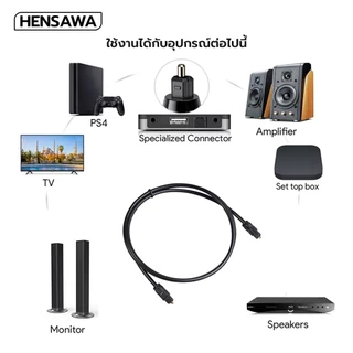 HENSAWA สาย Digital Optical Audio สายสัญญาณเสียง TOSLINK รองรับ S/PDIF, ADAT รุ่น AD112