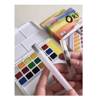สีน้ำก้อน ตลับ โอริ ORI พร้อมพู่กันแทงค์และฟองน้ำ (ราคาต่อ 1 กล่อง)