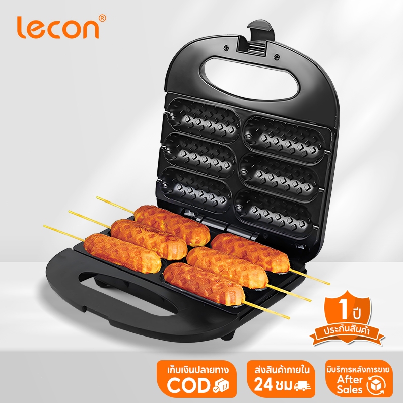 Lecon  เครื่องทำวาฟเฟิล เครื่องทำวาฟเฟิลไส้กรอก 750W วาฟเฟิลไส้กรอก วาฟเฟิลฮอทดอก เครื่องทำฮอทดอก เตาวาฟเฟิลไส้กรอก
