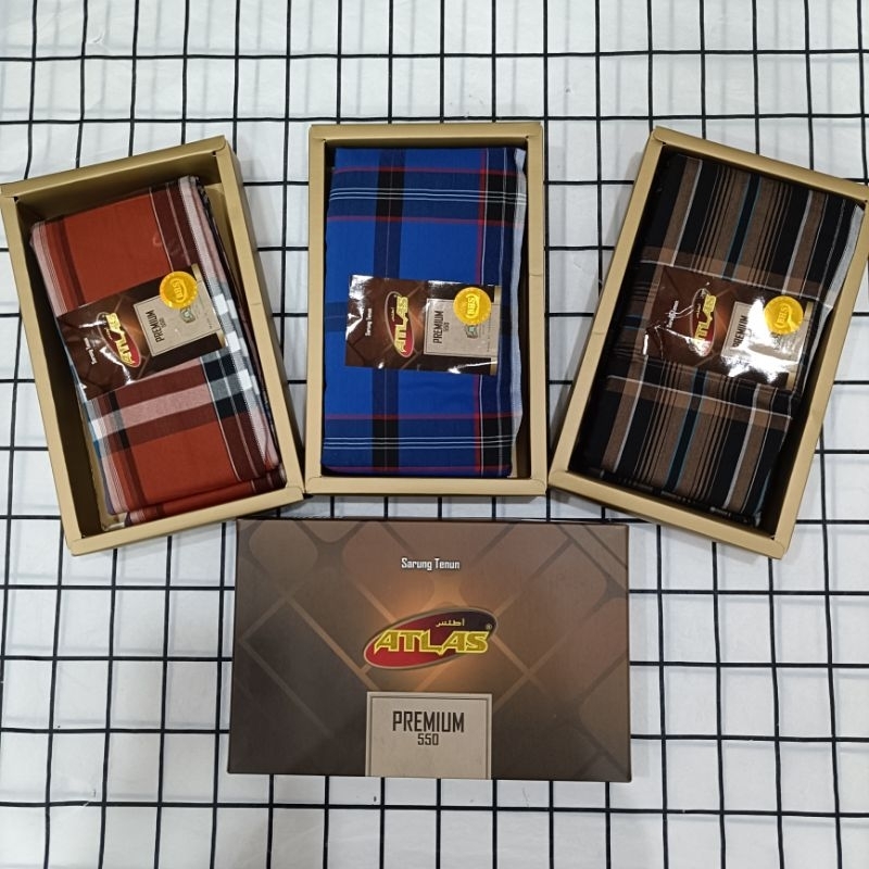 ผ้าถุง โสร่งผู้ชาย แบรนด์ “ATLAS 550” เย็บแล้ว ซับน้ำดี ผ้าไม่ลื่น พร้อมกล่อง 😊