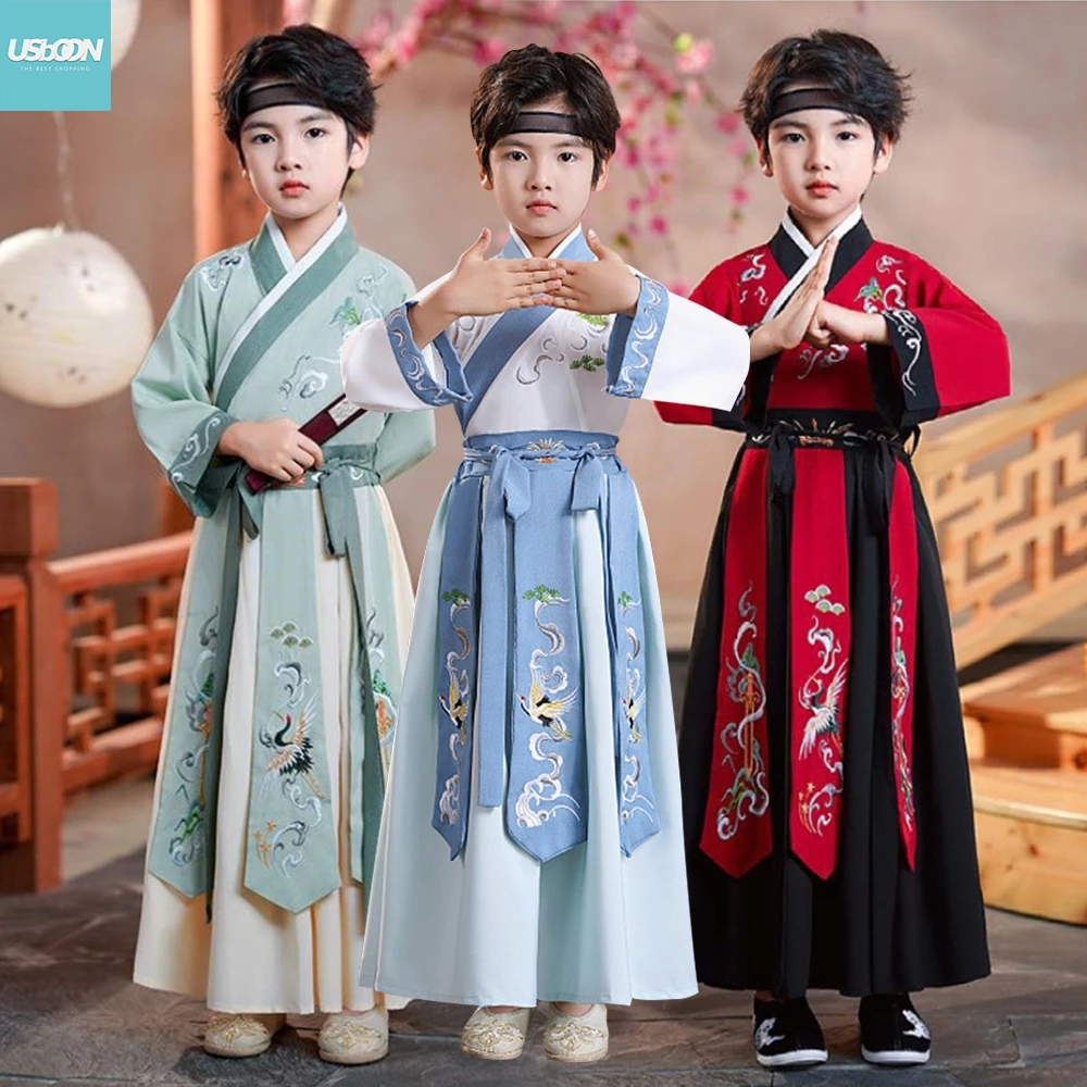 ชุดฮันฟู จีนโบราณ เครื่องแต่งกาย ชุดนักเรียน เหมาะสำหรับเด็กผู้ชาย