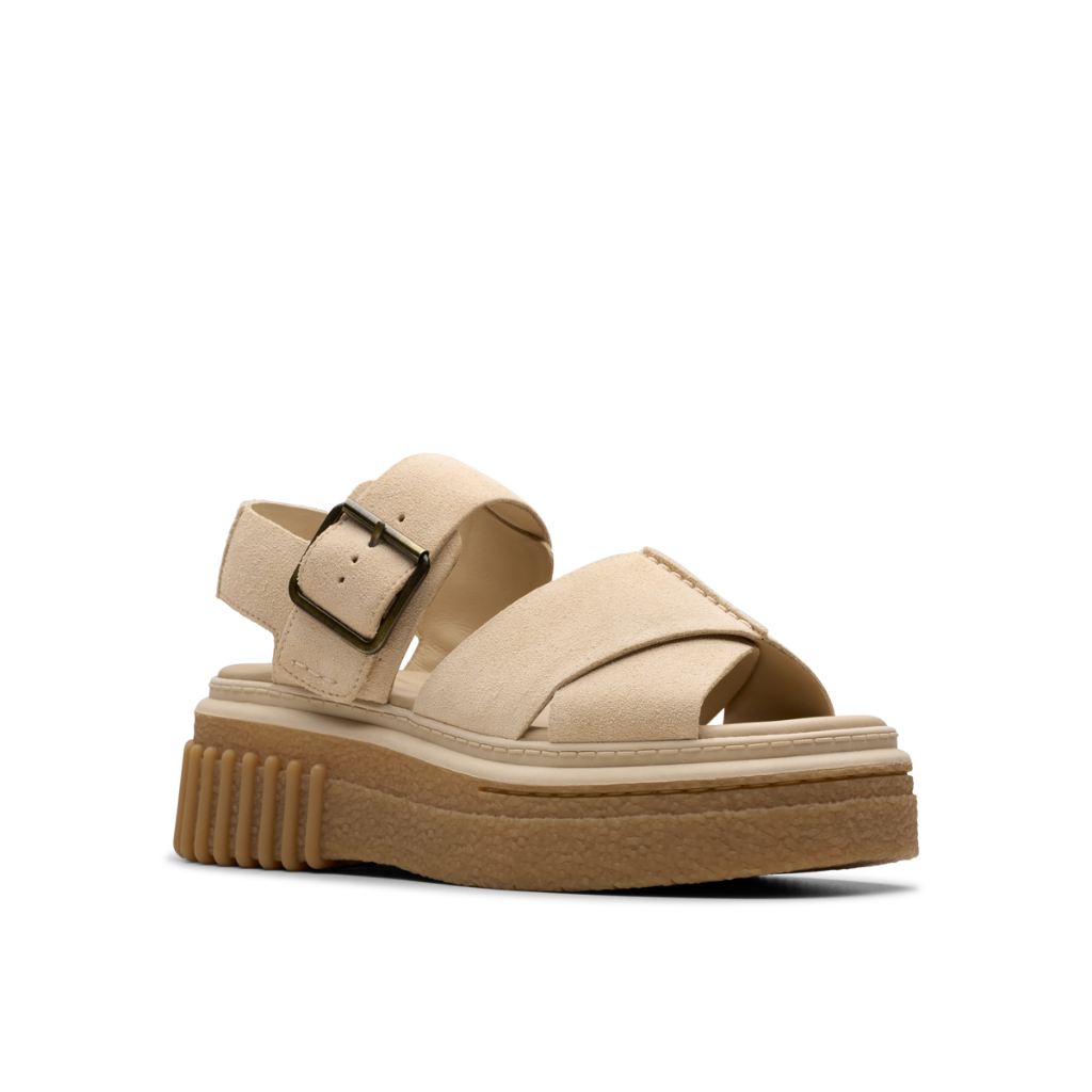 Clarks รุ่น EVAMAR WISH สี ECRU SUEDE รองเท้าแตะรัดส้น หนังกลับ คุณภาพดี ใส่สบาย