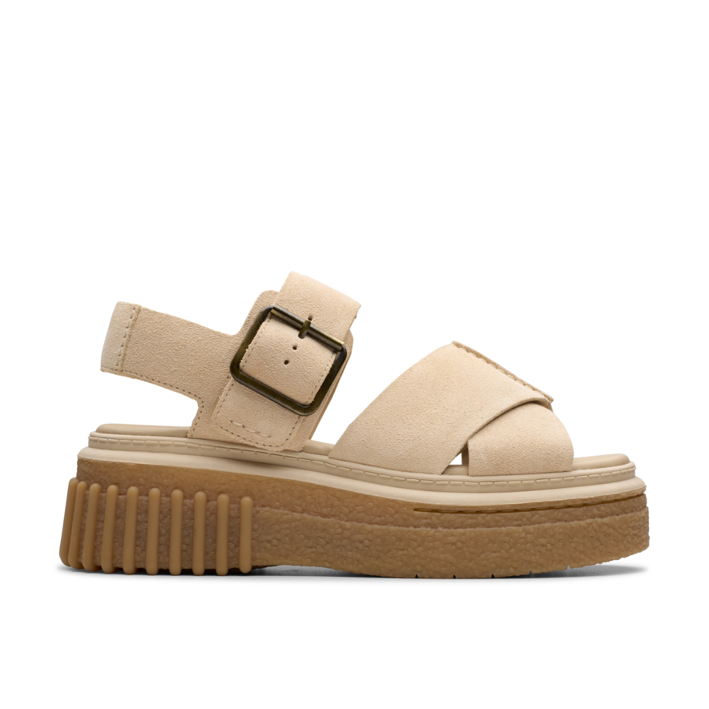 Clarks รุ่น EVAMAR WISH สี ECRU SUEDE รองเท้าแตะรัดส้น หนังกลับ คุณภาพดี ใส่สบาย
