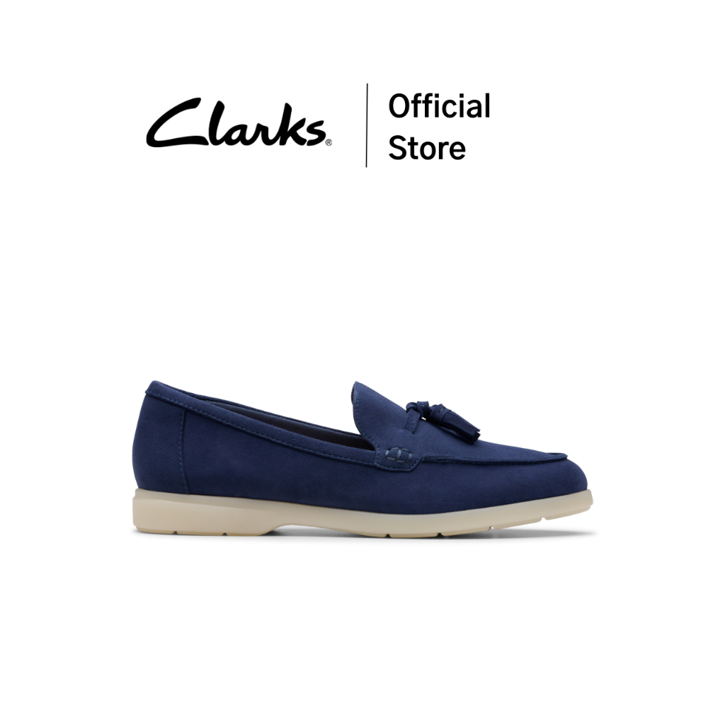 Clarks รุ่น NARINI EDGE สี NAVY SUEDE รองเท้า LOAFER (รองเท้าลอฟเฟอร์) รองเท้าไซส์ 35.5 หนังกลับ คุณภาพดี ใส่สบาย